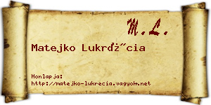 Matejko Lukrécia névjegykártya